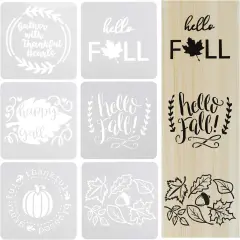 6Pcs Fall Thanksgiving Stencils for Painting on Wood,12 x 12Inch