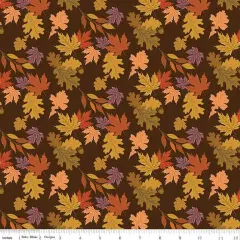 The Awe of Autumn Leaves Brown 43"/44" Fabric Per Yard