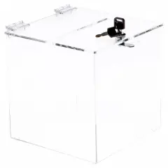 Plymor Clear Acrylic Locking Ballot / Collection / Donation Box, 8" W x 8" D x 8" H