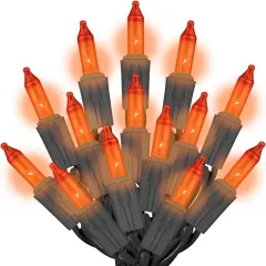 Incandescent Orange Christmas String Lights with Black Wire - 200 Count, 40Ft