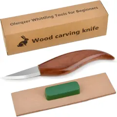 Wood Carving Knife With Leather Strop and Polishing Compound