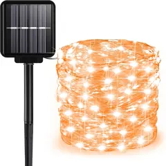 Orange Solar String Lights - 66 Feet 200 LEDs 8 Modes
