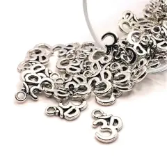 Silver Om/Ohm Symbol Charms, 16x11mm