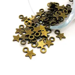 Small Bronze Star Charms, 8x11mm