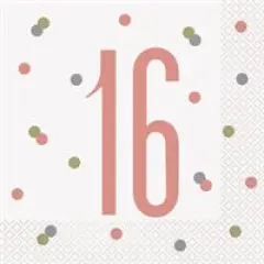 16 Glitz Rose Gold Luncheon Napkins 16ct