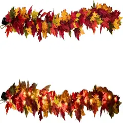 6 Ft Lighted Fall Garland - 35 Warm White LED with Timer