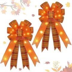 [ 2 Pack & Timer ] Prelit Fall Wreath Bows