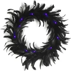 15.7 Inch Black Feather Wreath