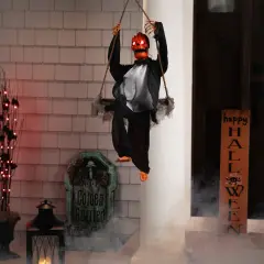 Northlight Animated Swinging Pumpkin Man Halloween Decoration - 30" Gray