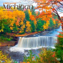 Michigan Wild & Scenic | 2026 12 x 24 Inch (Hanging) Monthly Square Wall Calendar | Plastic-Free