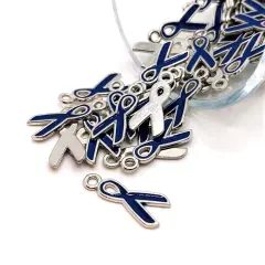 Blue Awareness Ribbon Charms, 20x9mm