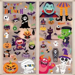 102 PCS 9Sheets Spooky & Fun Halloween Window Clings