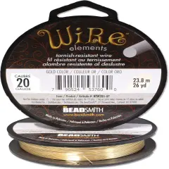 The Beadsmith Wire Elements 20-Gauge Lacquered Tarnish-Resistant Copper Wire for Jewelry Making, 26 Yard, 23.77 Meter, &frac14; Pound Spool (Gold Color)
