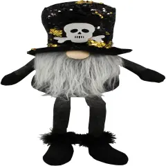 Sitting Skull Hat Plush Tomte Gnome - Black Gold