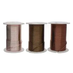 The Beadsmith Wire Elements 18-Gauge Lacquered Tarnish-Resistant Copper Wire for Jewelry Making, 4-10 Yard, 9.14 Meter Spools (Antique Copper, Vintage Bronze, & Rose Gold Color)