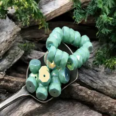 *15* 4x6mm Opaque Turquoise AB Fire Polished Rondelle Heishi Beads