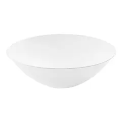 White with Silver Rim Organic Round Disposable Plastic Soup Bowls - 16 oz. (120 Bowls)