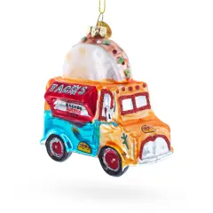 Taco Truck Glass Christmas Ornament