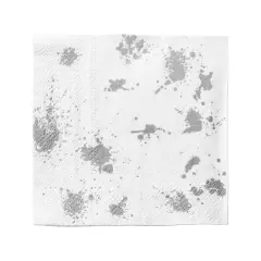 Durable White with Silver Paint Splatter Paper Beverage/Cocktail Napkins (600 Napkins)
