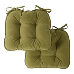Corduroy Dining Chair Pads (Set of 2) Olive