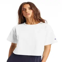 Champion&reg; Ladies Cropped Heritage T Shirt WHITE