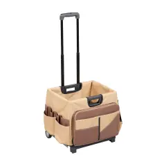 Universal Rolling Cart with Canvas Organizer Bag, Mobile Storage Chocolate/Sand