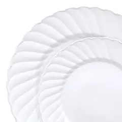 White Flair Plastic Dinnerware Value Set (144 Guests)