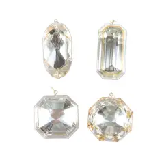 4-5" Acrylic Jewel Assortment Ornament: Champagne (Set 4)
