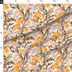 Various Fabrics by the Yard or Fat Quarter Warm Chintz Floral Bohemian Painted Soft Neutrals Blush Peach Pink Custom Printed Fabric by Spoonflower