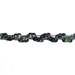 Kitcheniva 3/8" Cupped Sequin Braided Trim Silver Hologram Crafts