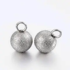 6mm Stardust Round Dangle Charms - Choose Your Color Silver (2768)