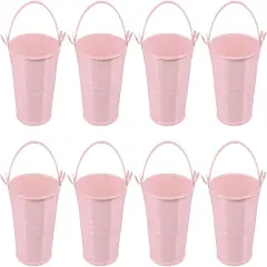 8 Pcs Small Metal Buckets with Handle - Pink