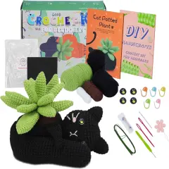 Black Cat Animal Crochet Kit With Accessories