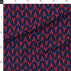 Various Fabrics by the Yard or Fat Quarter Nautical Lobster Red Lobsters Navy New England maine Custom Printed Fabric by Spoonflower