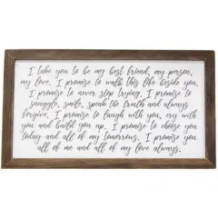 My Vow Wall Art Framed 17x31 White Wood Print for Living Room