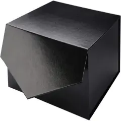 Large Gift Box with Lid, Sturdy Collapsible Gift Box with Magnetic Closure (Glossy Black, Grass Texture)