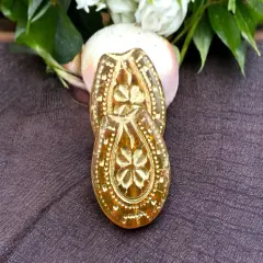 21x18mm Bronze Washed Translucent Orange Topaz Lucky Horseshoe Beads