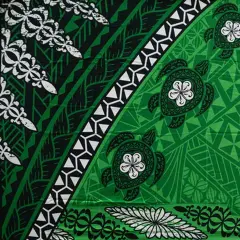 Kingdom of Tonga Seal Turtle Plumeria Polyester Sarong 72" L x 45" W Green