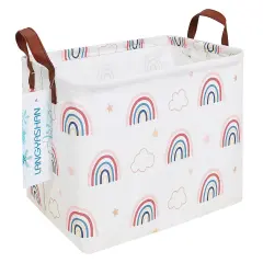 Rectangular Storage Bin Collapse Canvas Fabric Cartoon Storage Basket with Handles for Organizing