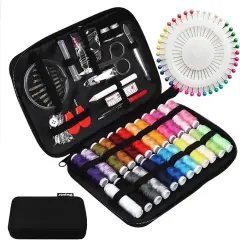Sewing Kit with Case, 130 pcs Sewing Supplies for Home Travel and Emergency, Kids Machine, Contains 24 Spools of Thread, Mending and Sewing Needles, Scissors, Thimble,Measuring Tape