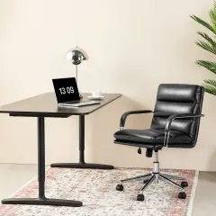 Modern Black Leatherette Gaslift Adjustable Swivel Padded Office Chair