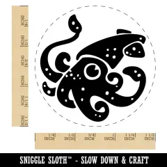 Curious Spotted Squid Tentacles Arms Self-Inking Rubber Stamp Crafting Planners Black