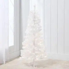 4ft Pre Lit Christmas Tree Mini Artificial Tree with Twinkling LED Lights for Bedroom or Apartment White