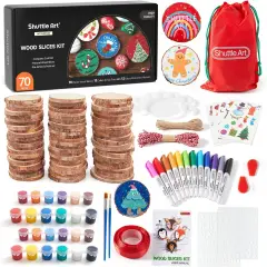 Natural Wood Slices 70 PCS 2.8-3.1 Inches Craft Wood Ornament Kit