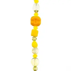 John Bead 7" Assorted Shape Czech Glass Bead Strand Yellow Lemon Tart