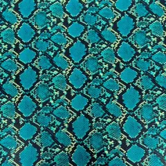 1 Yard Caicos Snake Skin Faux Leather Vinyl Fabric For Upholstery Handbags 54" Width Turquoise Blue