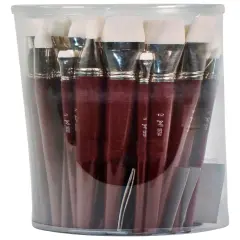 Sax Optimum White Synthetic Taklon Paint Brushes with Long Handles, Assorted Sizes, Red, Set of 72