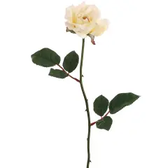 Allstate Long Stem Blooming Rose Artificial Floral Spray - 23" - Cream and Green White