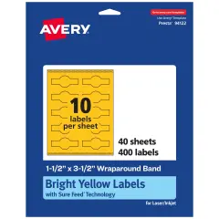 Avery Bright Yellow Paper Labels, 1.5" x 3.5" Wraparound