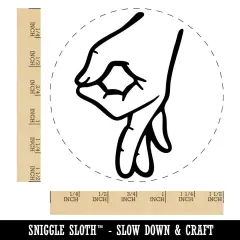 Circle Game Hand Sign Funny Self-Inking Rubber Stamp Crafting Planners Red